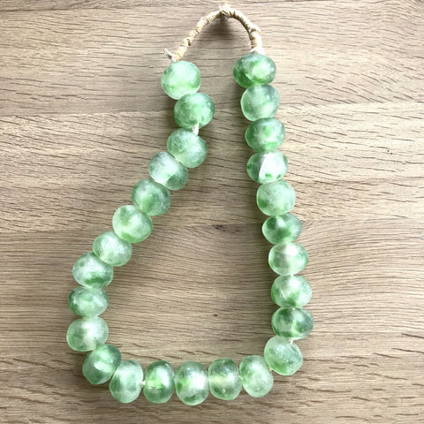 Large African Sea Glass Beads - Green