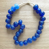 Large African Sea Glass Beads - Cobalt Blue