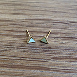 Triangle Mint Blue Studs - Gold