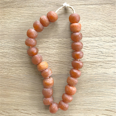 Large African Sea Glass Beads - Rust