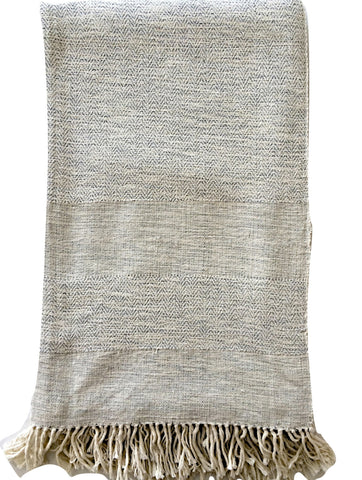 Nicaraguan Handwoven Blanket - Herringbone Grey