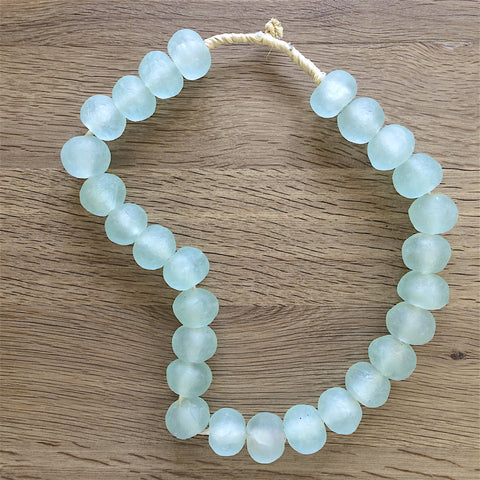 Large African Sea Glass Beads - Sea Green